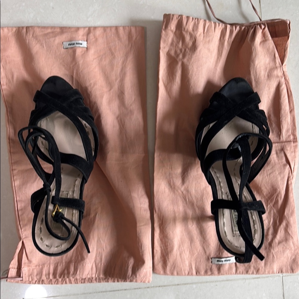 Miu Miu Black Strappy Women's Sandals